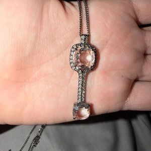 Elegant Silver necklace Clear Stones Swarovski